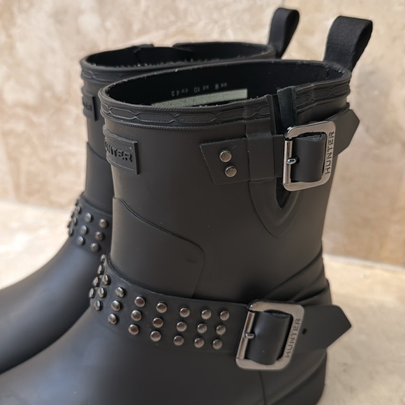 Hunter Black Ankle Boots with Studded Straps - Picture 4 of 8